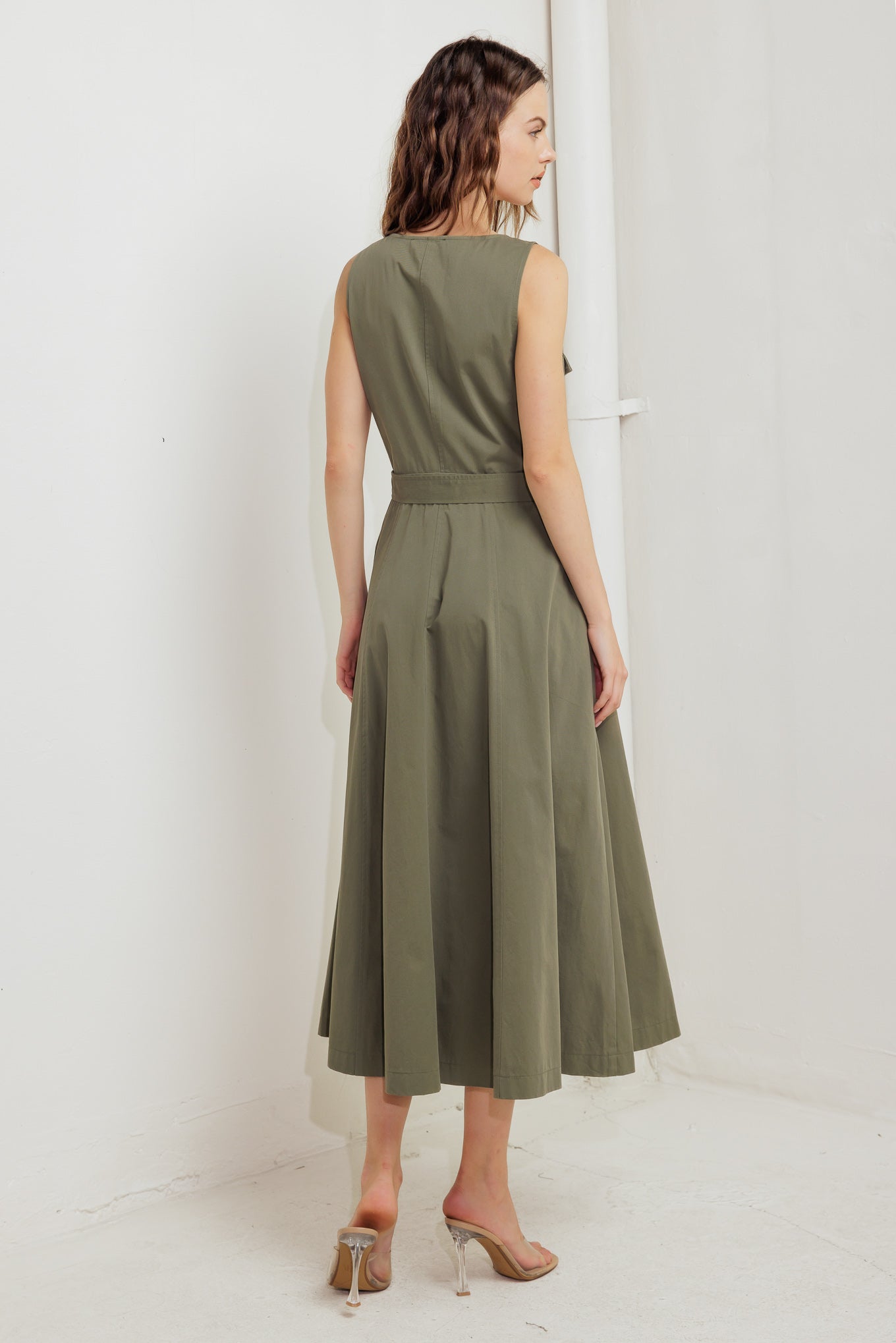 OLIVE GROVE WOVEN MIDI DRESS Flying Tomato